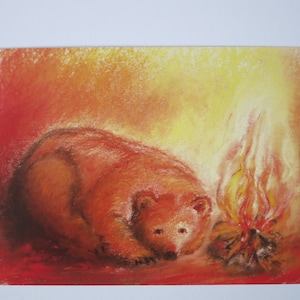 Ours - carte postale pour la table saisonnière - Waldorf - automne - ours brun - réf. WIPK368