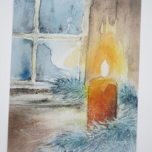 Weihnachtskerze - Postkarte - Jahreszeitentisch - Waldorf - Kerzenschein - Advent - Weihnachten - Kerze- Art. Nr. WIPK337