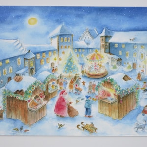 Weihnachtsmarkt - Postkarte - Jahreszeitentisch - Waldorf- Weihnachten- Winter- Art. Nr. WIPK47