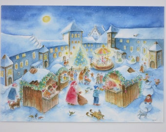 Weihnachtsmarkt - Postkarte - Jahreszeitentisch - Waldorf