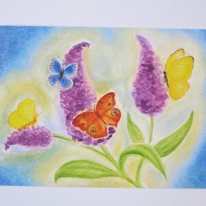 Schmetterlingsflieder - Jahreszeitentisch - Postkarte - Waldorf - Frühling - Flieder - Schmetterling- Art.Nr FRPK120