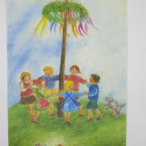 Maibaumtanz - Jahreszeitentisch - Postkarte - Waldorf - Frühling - Art.Nr FRPK1