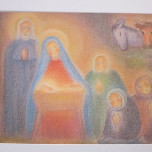Krippenbild - Postkarte - Jahreszeitentisch - Waldorf - heilige Familie - Weihnachten - Advent- Art. Nr. WIPK404