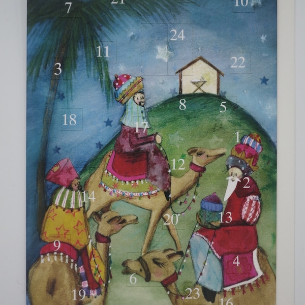 Advent calendar card Holy Three Kings - Christmas card with envelope - double card