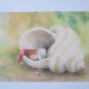 Schlafender Wichtel - Jahreszeitentisch - Postkarte - Waldorf - Märchen - Kinder - Art. SOPK108