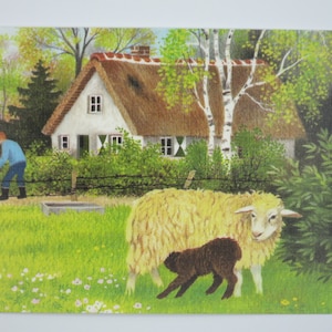 Printemps - Table saisonnière - Waldorf - Carte postale - Moutons - Ferme - Article n° FRPK136