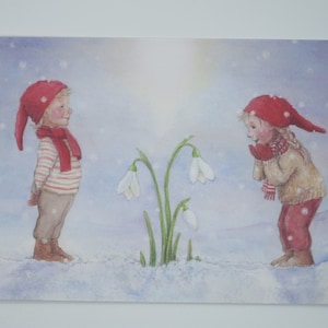 Schneeglöckchen - Postkarte - Jahreszeitentisch - Waldorf - Winter - Schnee - Wichtel- Winter- Art. Nr. WIPK59