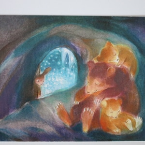 Niedźwiedzie - pocztówka - stół sezonowy - Waldorf - zima - niedźwiedź - hibernacja - nr art.HEPK22