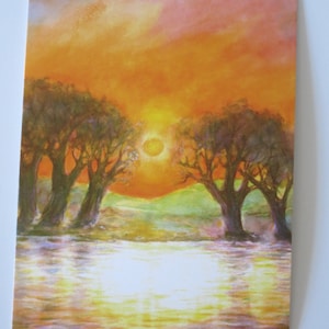 Coucher de soleil - Carte postale pour la table de saison - Waldorf - Automne - Art. Non. HEPK10
