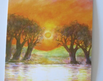 Sonnenuntergang - Jahreszeitentisch -  Waldorf - Postkarte