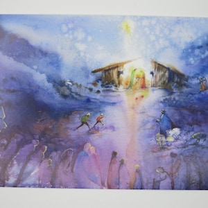 Corri al presepe - cartolina - tavola stagionale - Waldorf - articolo WIPK113