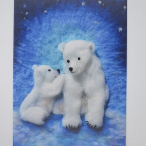 Irmãos ursos polares - cartão postal para a mesa sazonal - inverno - animais - Waldorf - item no.
