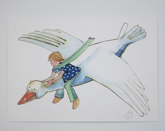 Goose in Luck - Postcard for the Seasonal Table - Waldorf - Goose - Art. No. MÄRPK69
