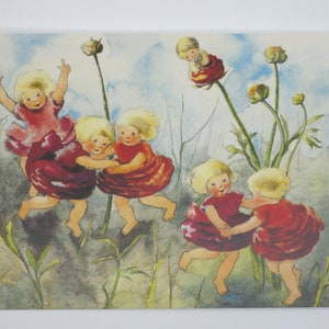 Ringelreihen - Postkarte für den  Jahreszeitentisch - Waldorf - Frühling - Kinderspiele - Ranunkeln- Art.Nr FRPK230