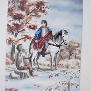 Sankt Martin - Postkarte für den Jahreszeitentisch - Herbst - Laternenumzug - Waldorf  - Laternen - Sankt Martin Bettler- Art. Nr.HEPK149