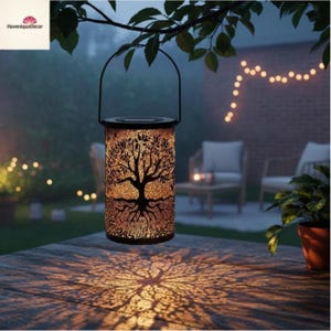 Lanterna solare Albero della vita - Lampada di proiezione di ombre magiche, luce da giardino per esterni, regalo amichevole