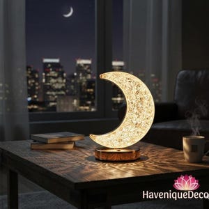 Crystal Moon Lamp – Dimmable LED Touch Lamp | Cozy Crystal Bedside Light | Handmade Aesthetic Room Decor