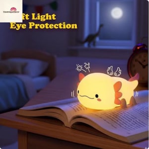 Night Light for Kids – Soft BPA-Free Silicone, USB Rechargeable, Touch Dimmable, 2 Levels, 20-Min Timer, Nursery Bedside Lamp Gift