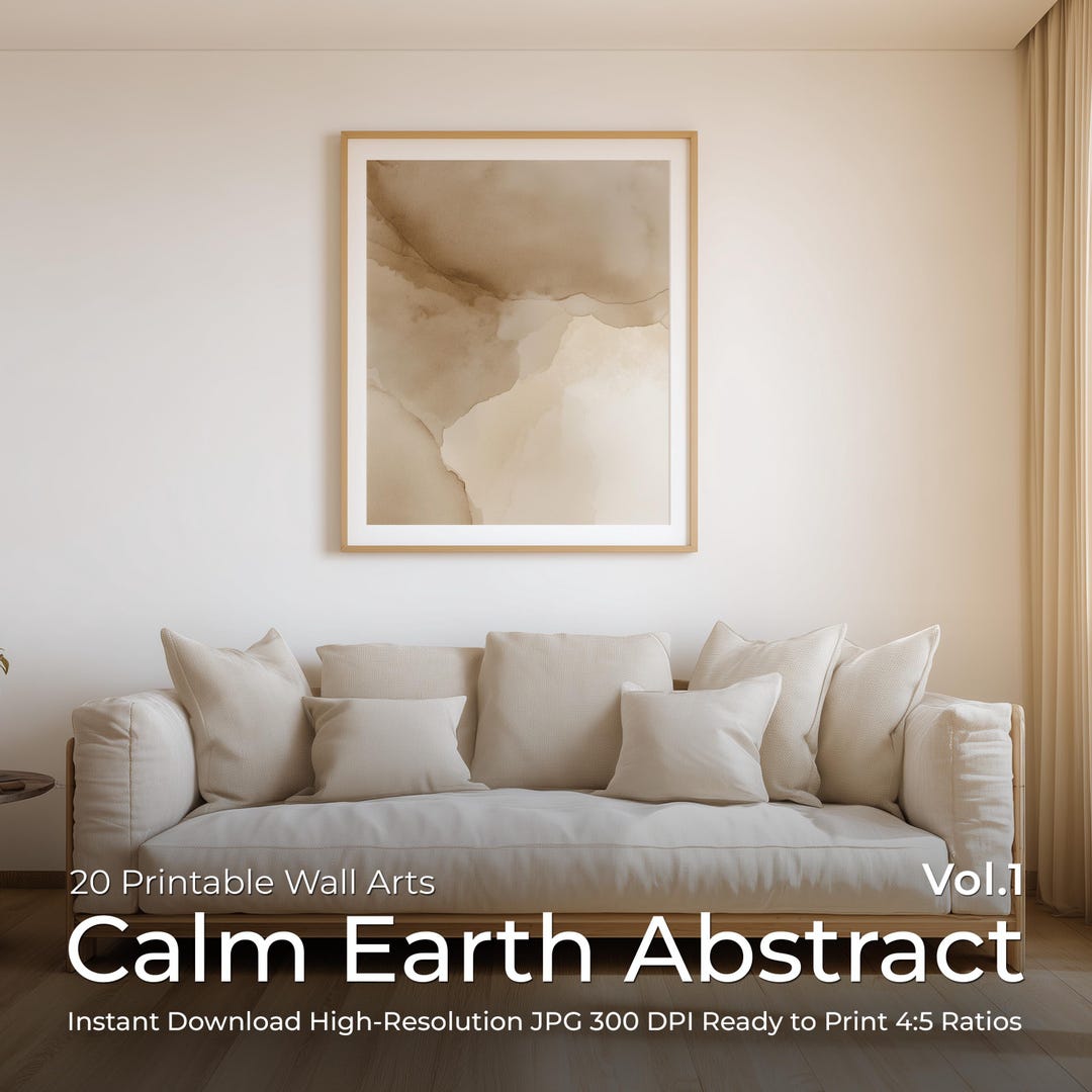 Calm Earth Abstract Wall Art Vol.1 | Minimal Beige Organic Shapes ...