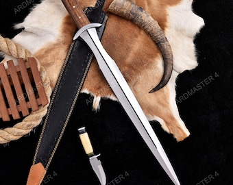 Hand Forged Viking Sword, Custom Carbon Steel Medieval Blade, Norse Wall Hanging Decore Unique Anniversary Gift for Husband-Collectible Prop
