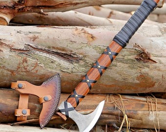 Viking Axe of Ragnar Lothbrok - Hand Forged High Carbon Steel Blade, Handmade Camping Axes, Hatchet-Norse Axe,  Vikings Bearded Nordic Axes.