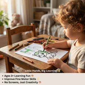 A–Z Animal Alphabet Coloring Book for Kids | Kids Tracing ABC Worksheets | Preschool Printable Learning PDF | Digital Download image 3