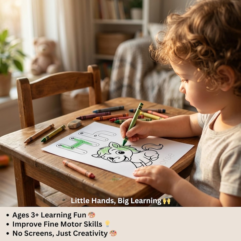 A–Z Animal Alphabet Coloring Book for Kids | Kids Tracing ABC Worksheets | Preschool Printable Learning PDF | Digital Download image 3