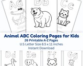 A–Z Animal Alphabet Coloring Book for Kids | Kids Tracing ABC Worksheets | Preschool Printable Learning PDF | Digital Download