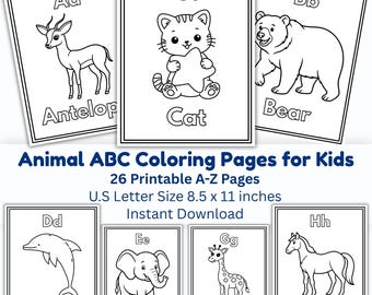Animal ABC Coloring Book | A-Z Alphabet Pages for Kids (Digital Download)
