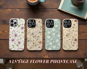 Vintage Floral Pattern Phone Case, Cottagecore Style