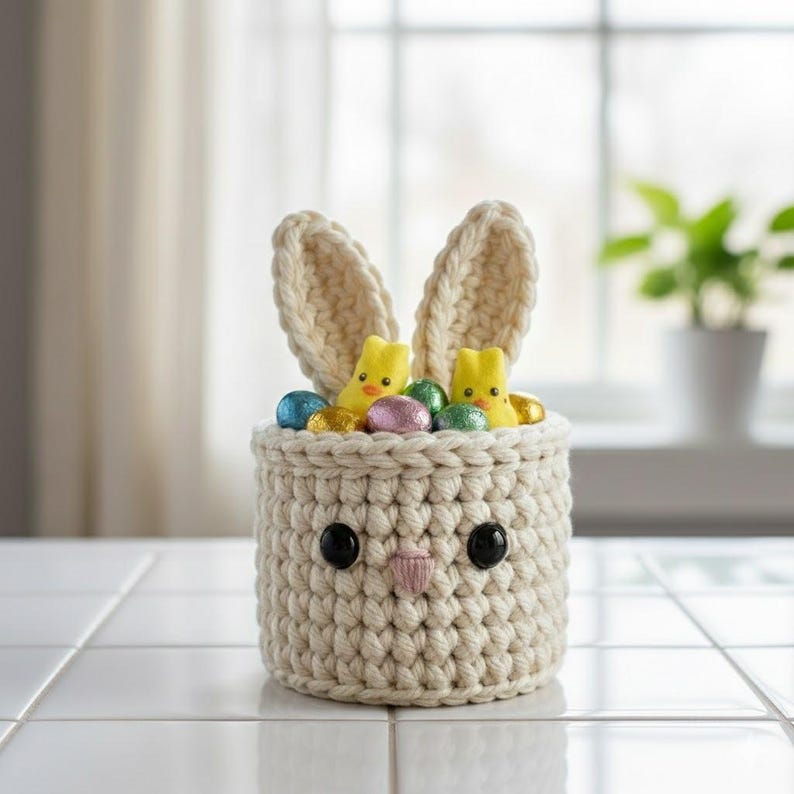 Crochet Easter Bunny Basket Pattern | Beginner-friendly PDF - Etsy