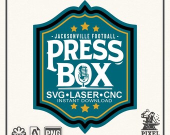 Football SVG Press Box Design | Jacksonville Vintage Badge | Cricut Cut File