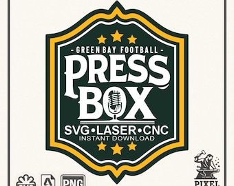 Football SVG Press Box Design | Green Bay Vintage Badge | Cricut Cut File