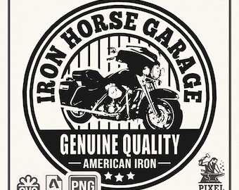 Iron Horse Garage SVG Cut File | Motorcycle Garage Sign