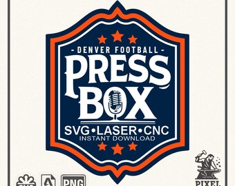 Football SVG Press Box Design | Denver Vintage Badge | Cricut Cut File