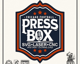 Football SVG Press Box Design | Chicago Vintage Badge | Cricut Cut File