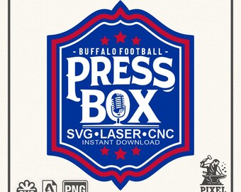 Football SVG Press Box Design | Buffalo Vintage Badge | Cricut Cut File