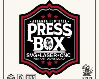 Football SVG Press Box Design | Atlanta Vintage Badge | Cricut Cut File