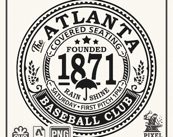 Atlanta Baseball Club Vintage Badge SVG  | Retro Baseball Emblem | Vinyl Cut File