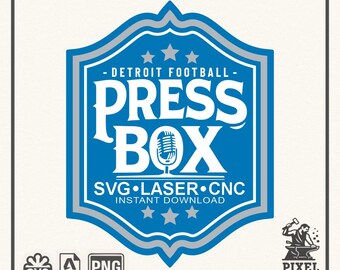 Football SVG Press Box Design | Detroit Vintage Badge | Cricut Cut File