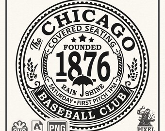 Chicago Baseball Club 1876 Vintage Badge SVG  | Retro Baseball Emblem | Vinyl Cut File