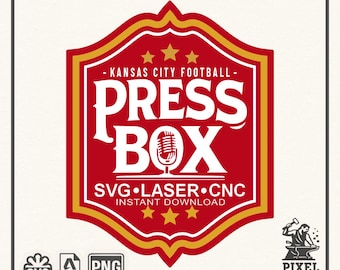 Football SVG Press Box Design | Kansas City Vintage Badge | Cricut Cut File