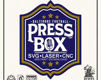 Football SVG Press Box Design | Baltimore Vintage Badge | Cricut Cut File