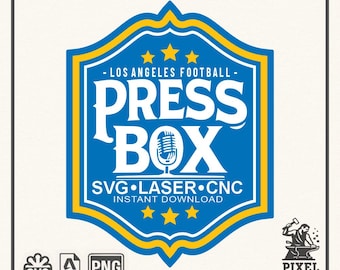 Football SVG Press Box Design | Los Angeles Vintage Badge | Cricut Cut File