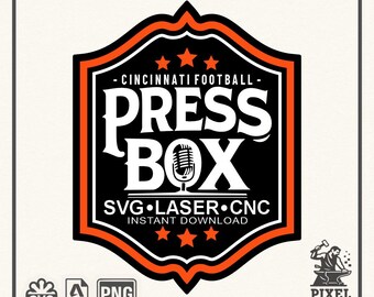Football SVG Press Box Design | Cincinnati Vintage Badge | Cricut Cut File