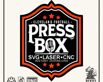 Football SVG Press Box Design | Cleveland Vintage Badge | Cricut Cut File