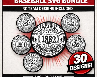 Vintage Baseball SVG Bundle | 30 Classic Baseball Badge Designs | Cricut Laser CNC