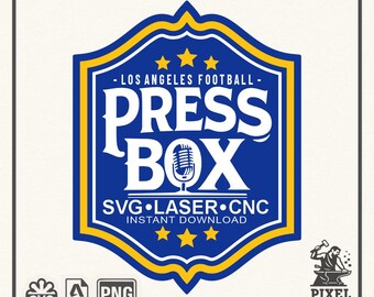 Football SVG Press Box Design | Los Angeles Vintage Badge | Cricut Cut File