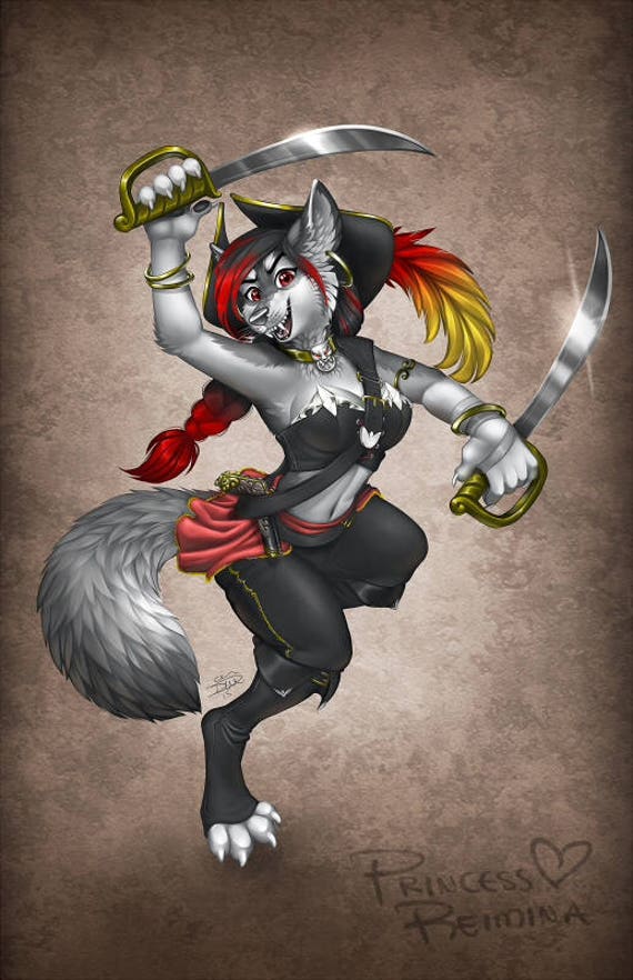 11x17 Wolf Pirate Print | Etsy