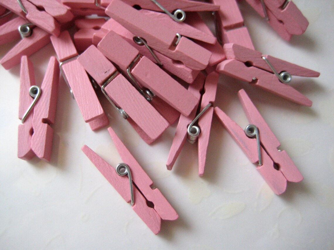 Small Pink Wooden Clothespins for Baby Shower Birthday Party Etsy Italia